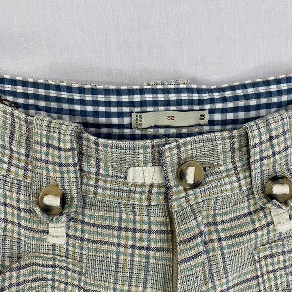 Brown Sound Plaid Linen Shorts Men's Size 32 Zip Pockets Summer - Picture 6 of 13